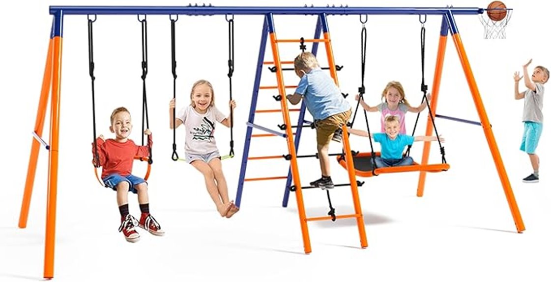 6 in 1 backyard swing set