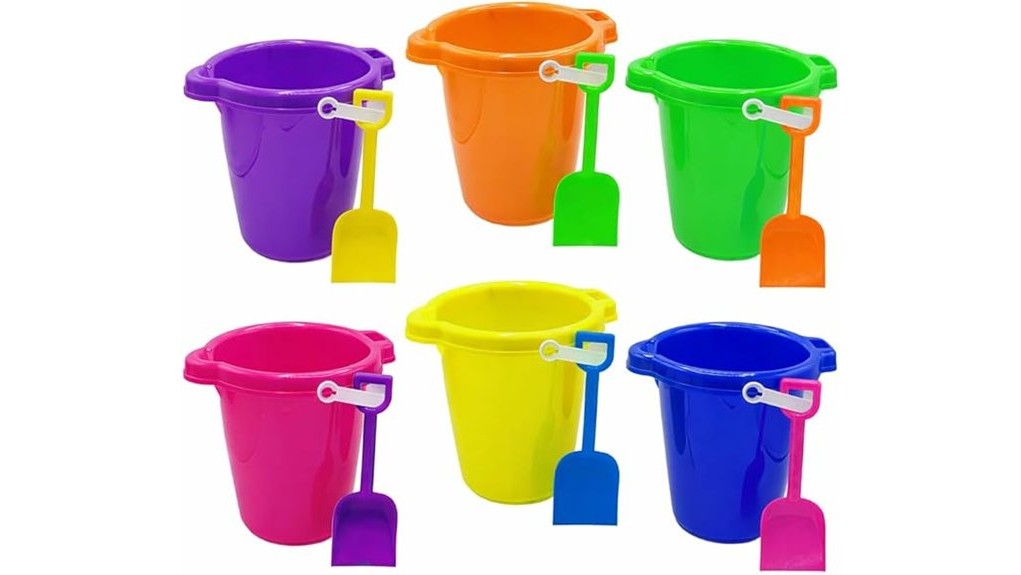 6 pack beach buckets with shovels