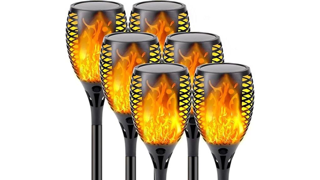 6 pack flickering solar torches