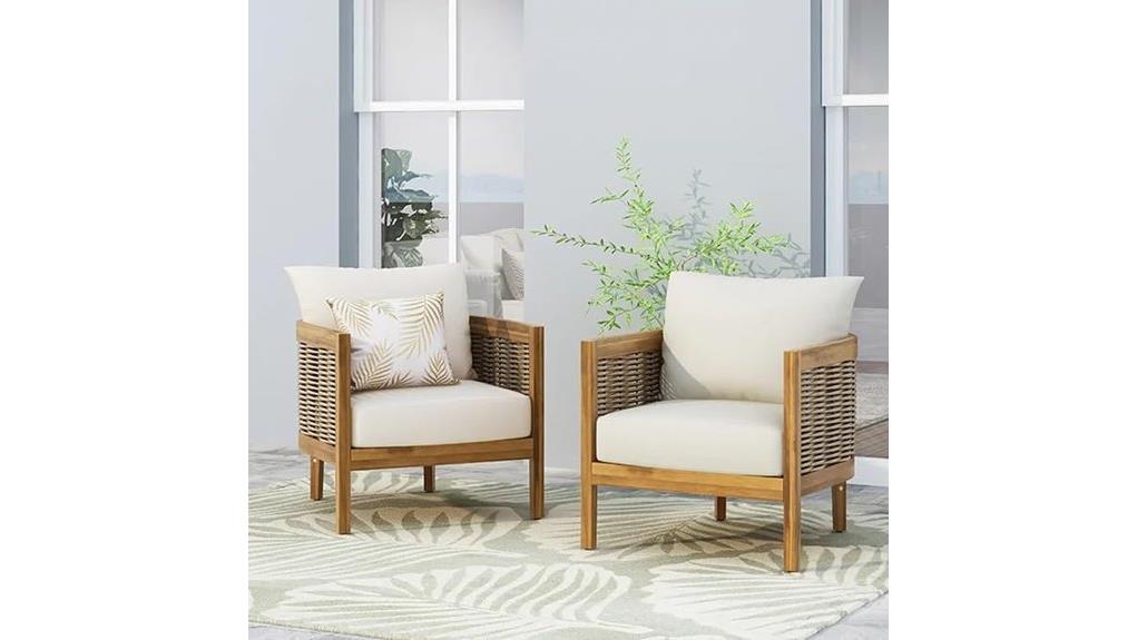 acacia wicker patio club chairs