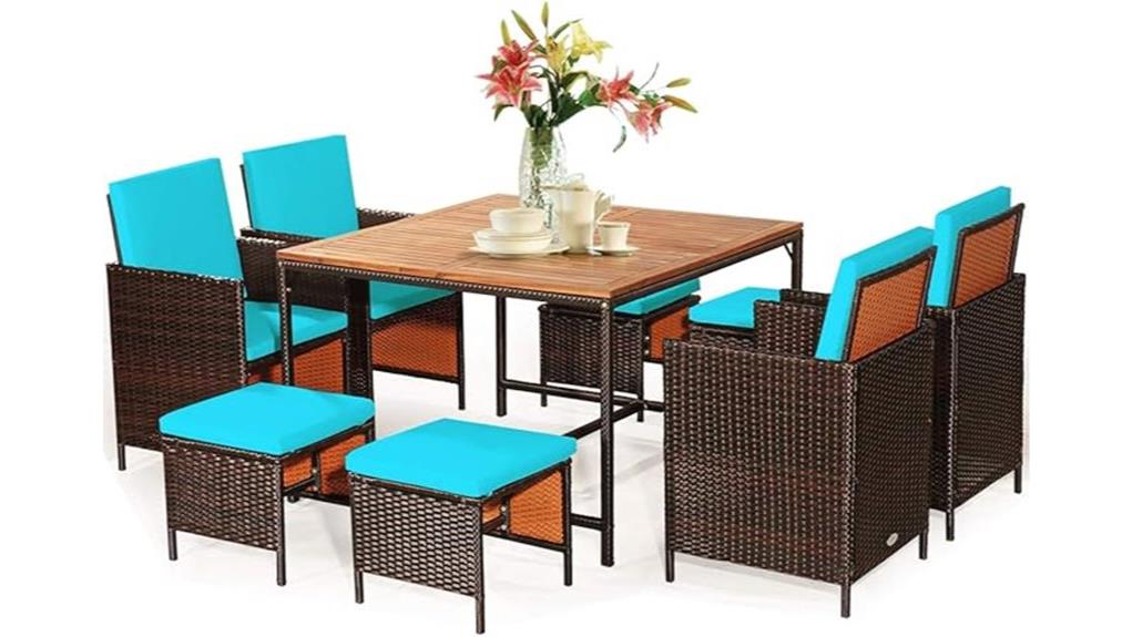 acacia wood nine piece patio