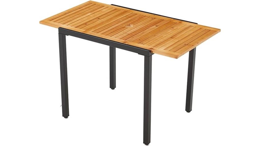 adjustable length outdoor table