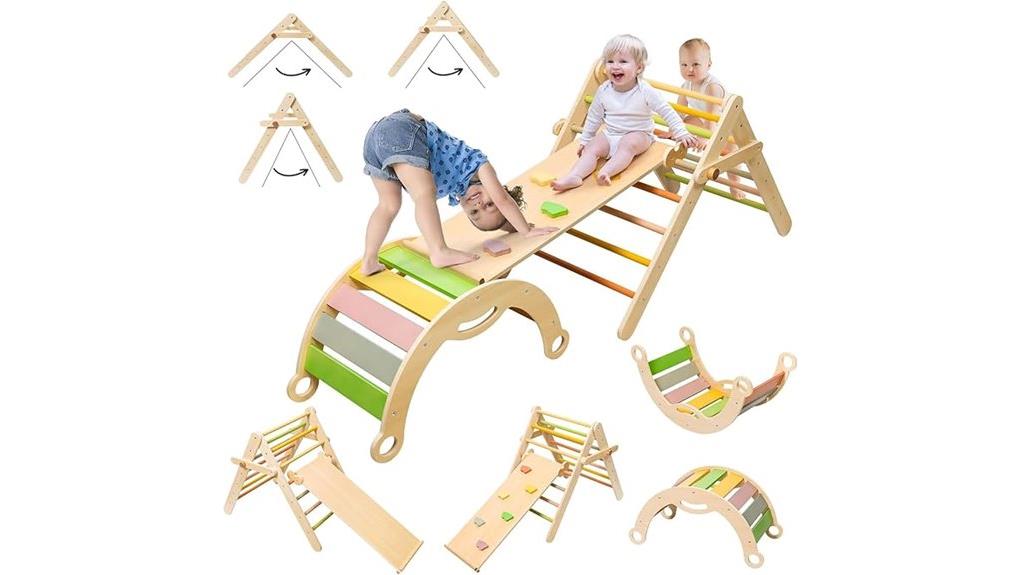 adjustable wooden climbing playset