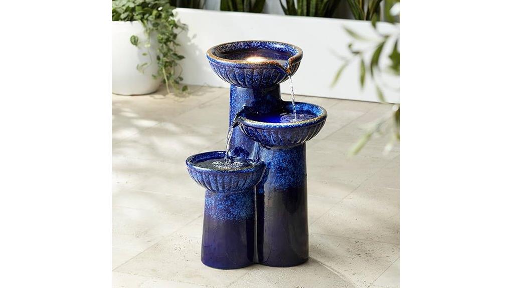 blue cobalt three bowl fountain