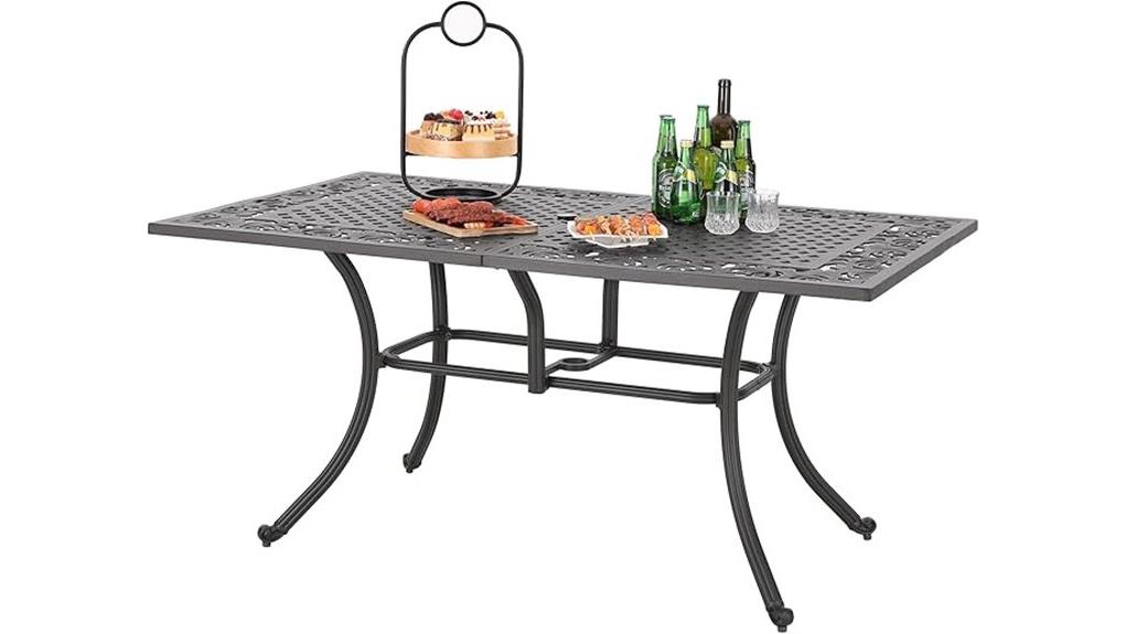 cast aluminium six person rectangular table