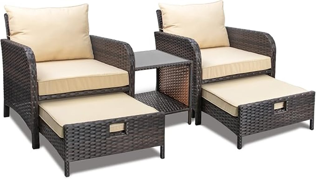 compact wicker five piece set