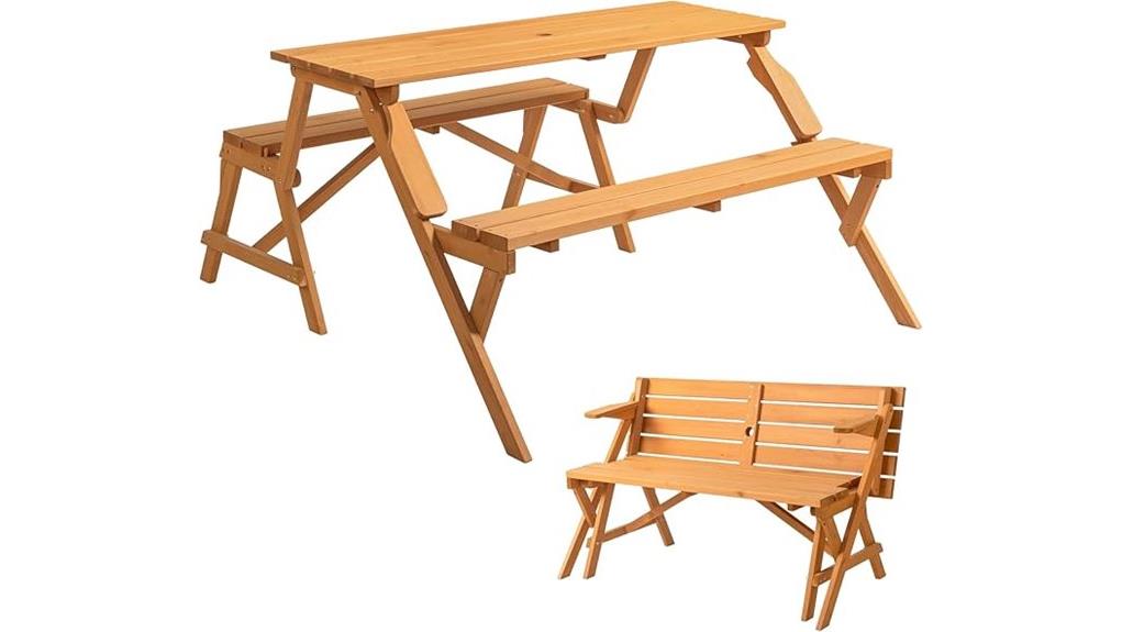 convertible wooden picnic set