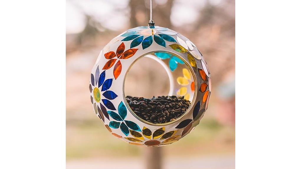 decorative glass backyard birdfeeder