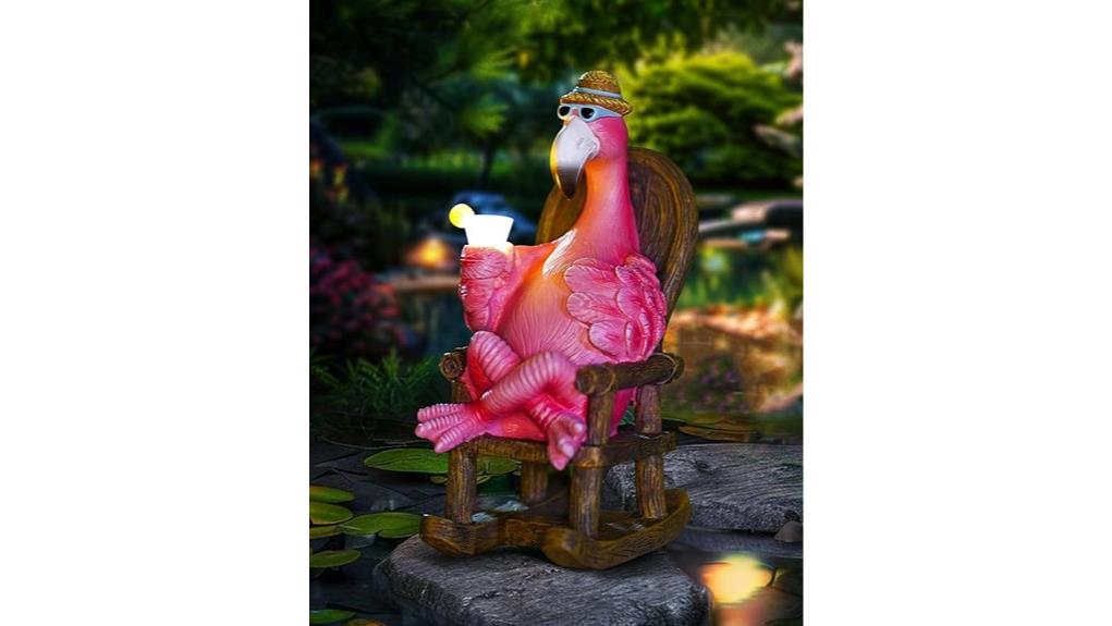 decorative outdoor flamingo statue