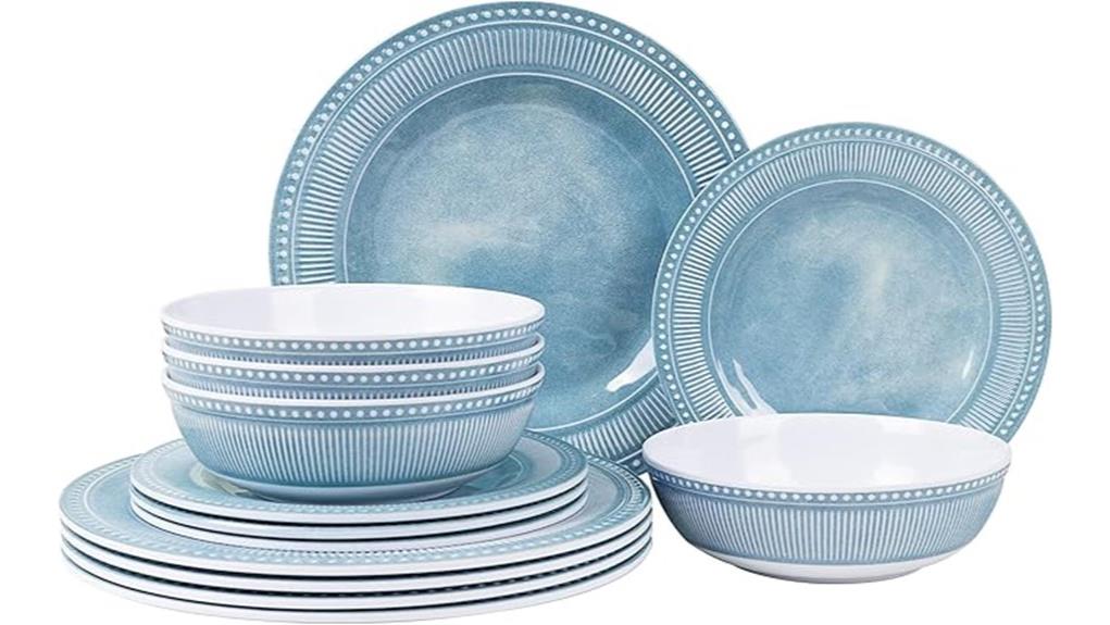 durable melamine 12 piece set