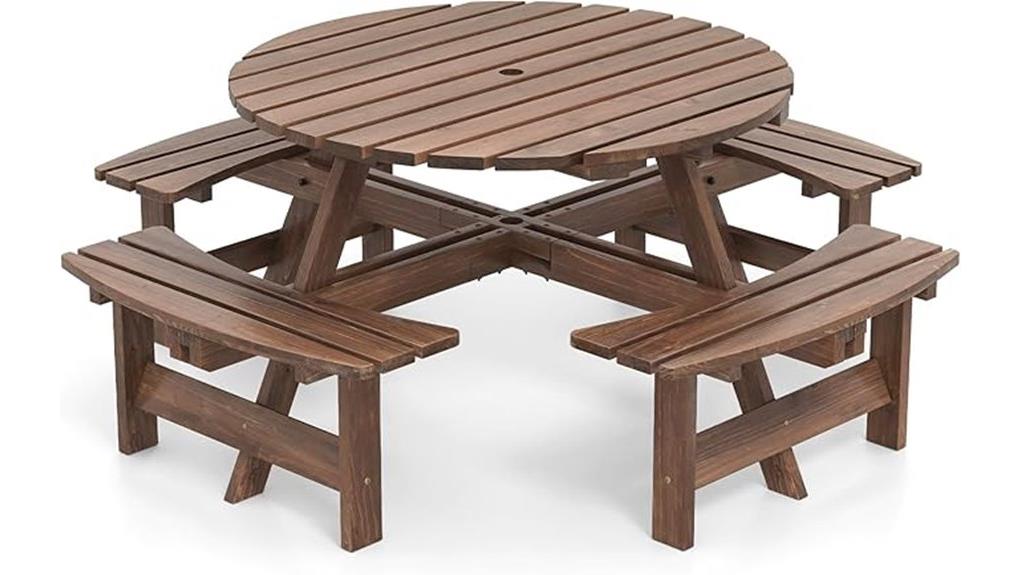 eight person wooden picnic table