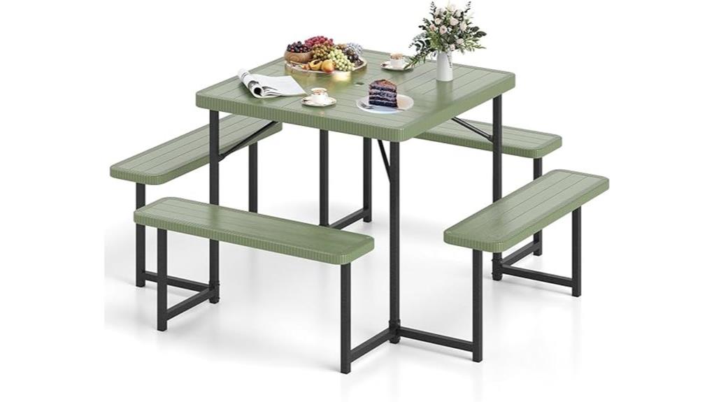 green 4 8 person picnic set