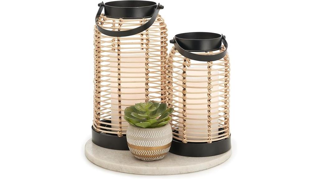 handwoven natural rattan lanterns