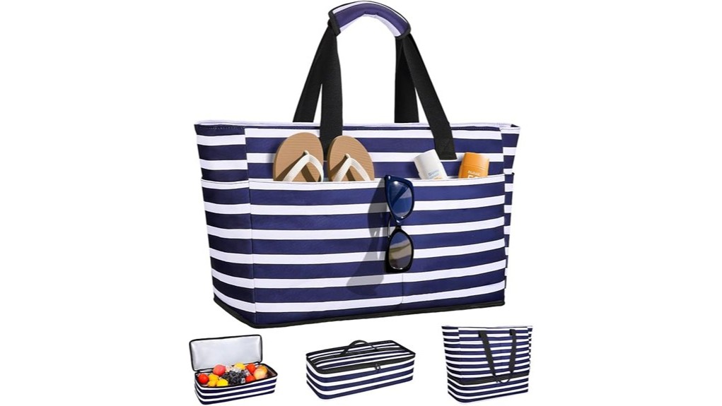 insulated large zippered beach bag