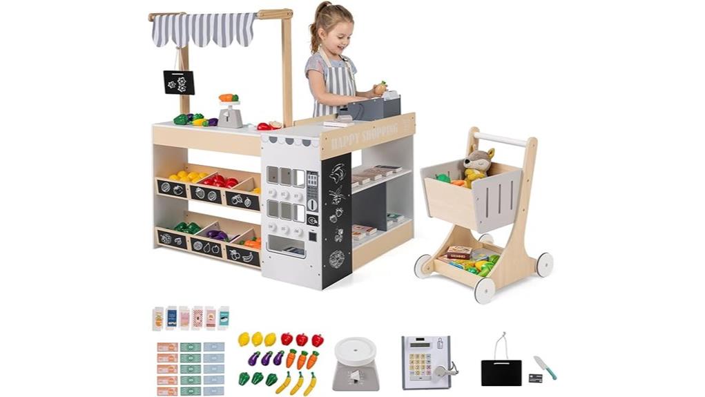 interactive wooden supermarket playset