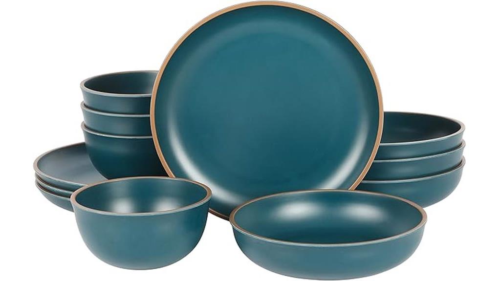 matte teal melamine dinnerware set