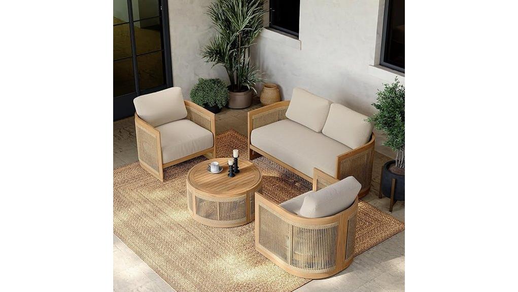 modern cushioned outdoor rattan set