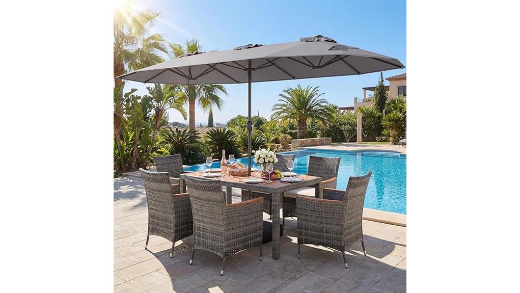outdoor rattan nine piece dining