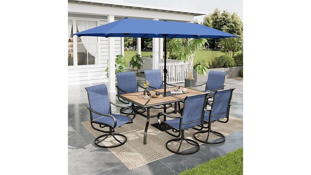 outdoor wicker patio set with umbrella