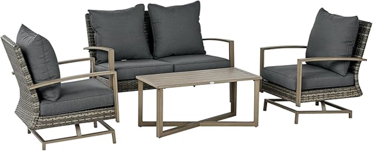 outsunny four piece wicker patio set