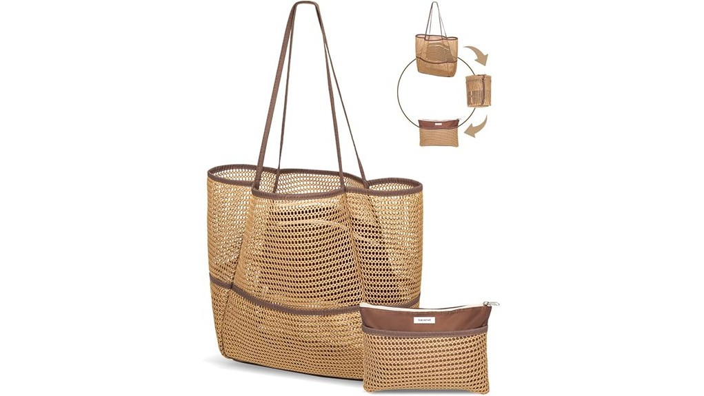 packable mesh beach tote