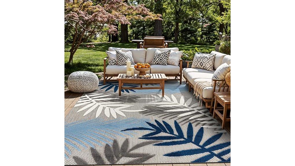 palm leaf patterned indoor outdoor rug