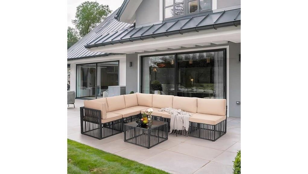 seven piece outdoor rattan seating set