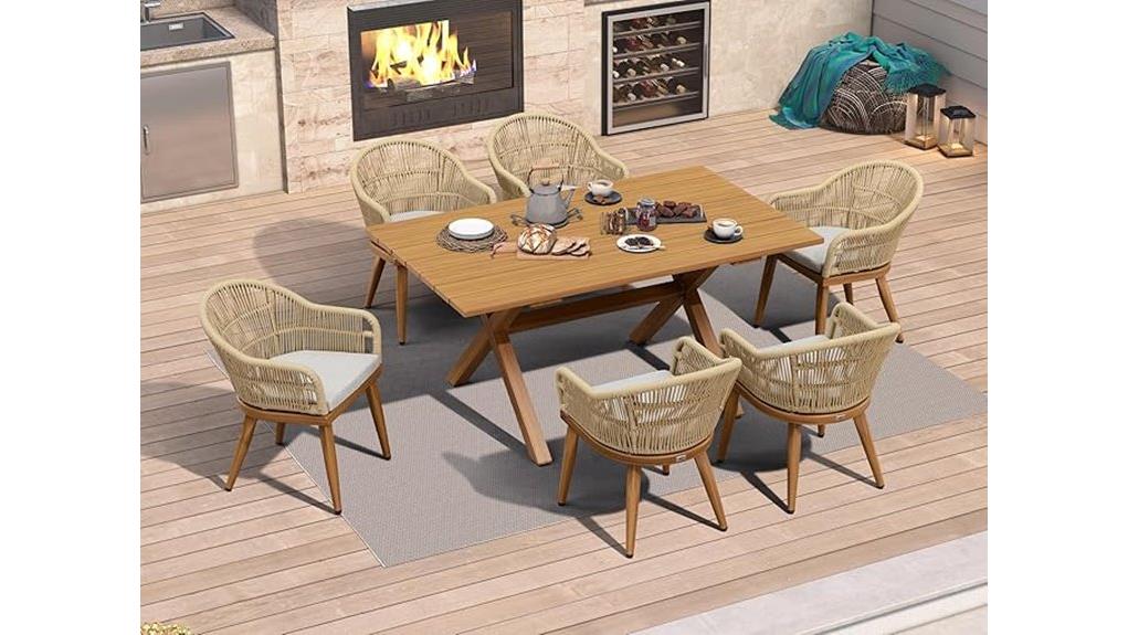 seven piece purple patio set