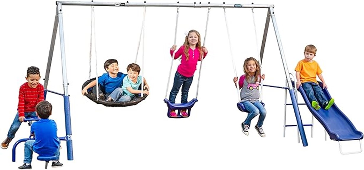 seven user five station swing set
