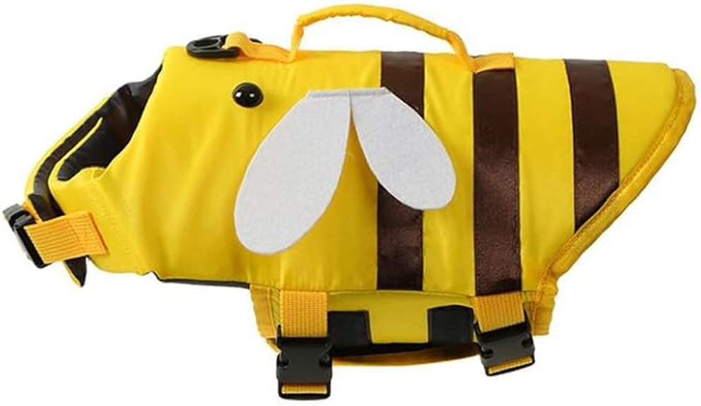 shark themed bee patterned lifejacket