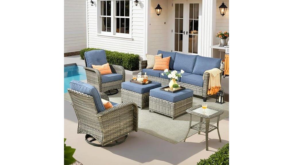 six piece outdoor seating ensemble