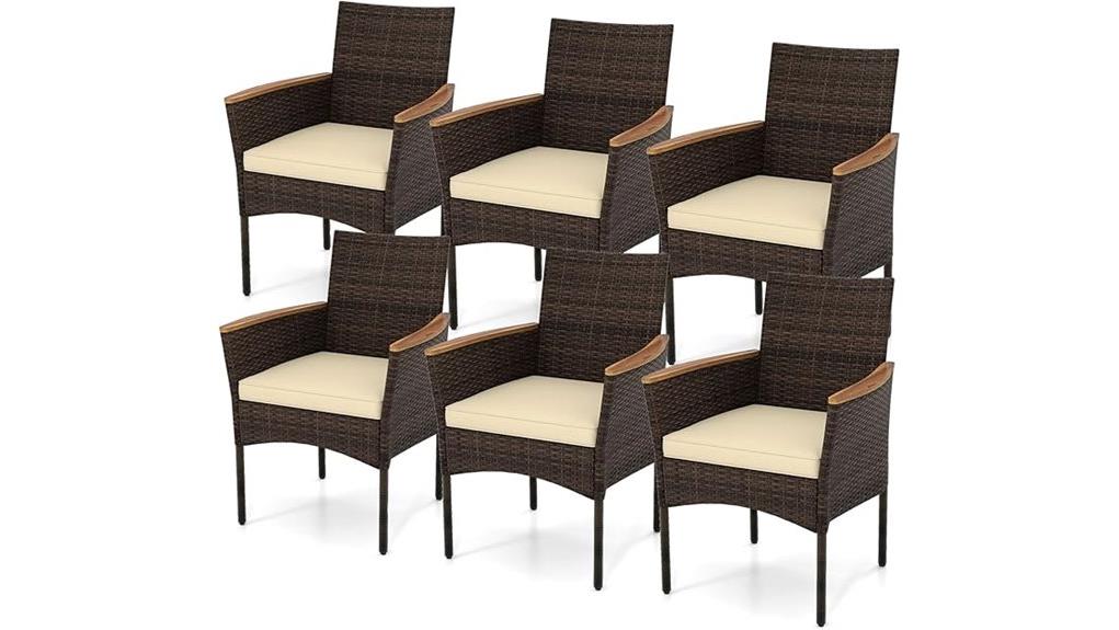 six piece wicker patio dining