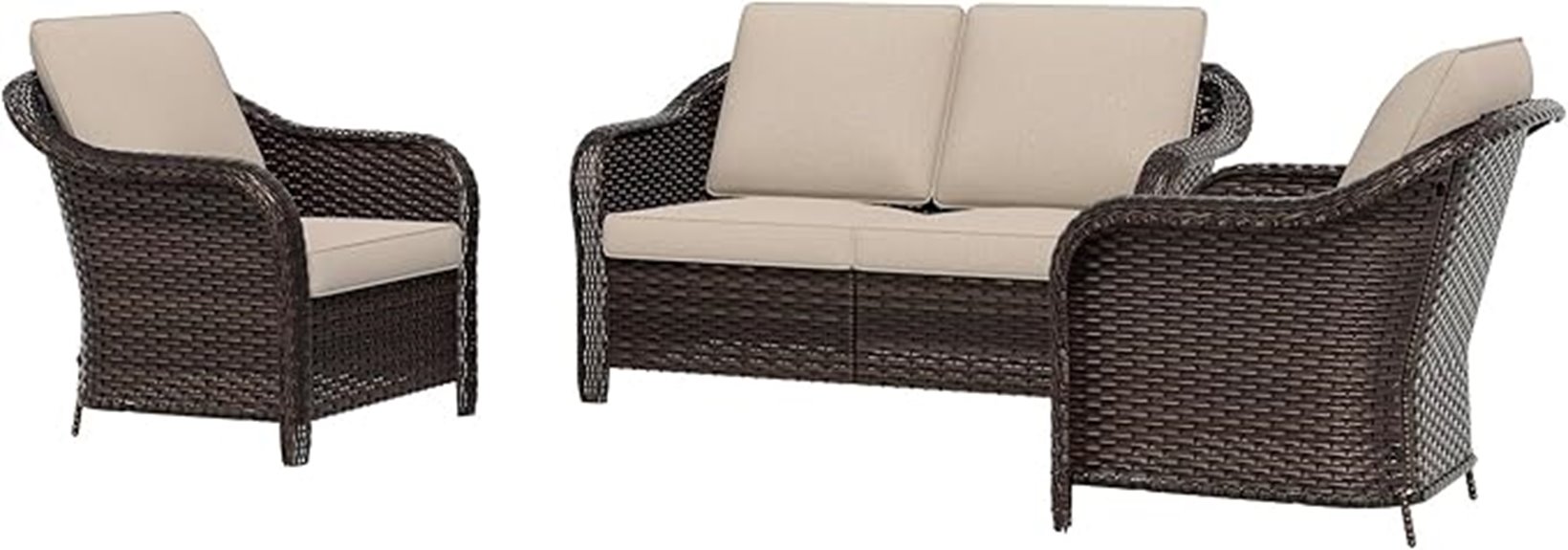 small three piece wicker patio set