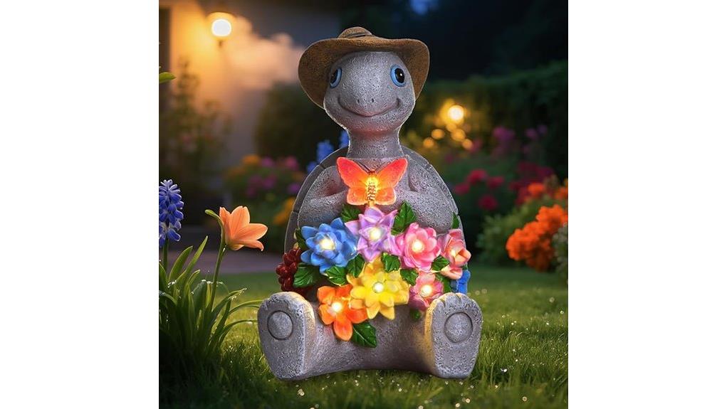 solar lit turtle garden statue