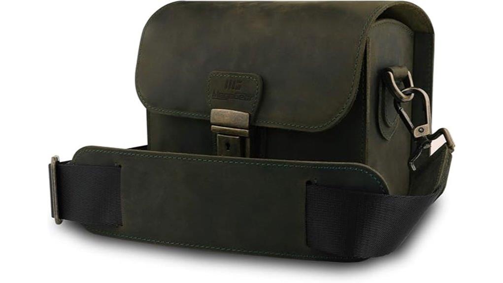 stylish genuine leather camera messenger