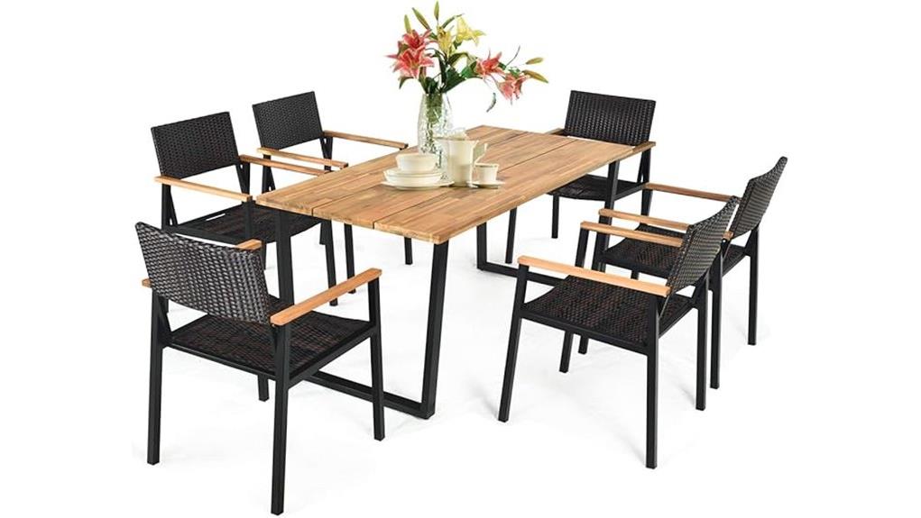 tangkula seven piece outdoor dining
