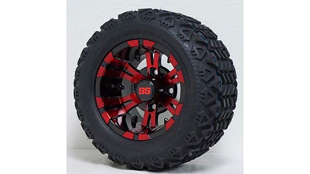 ten inch red black vampire wheels