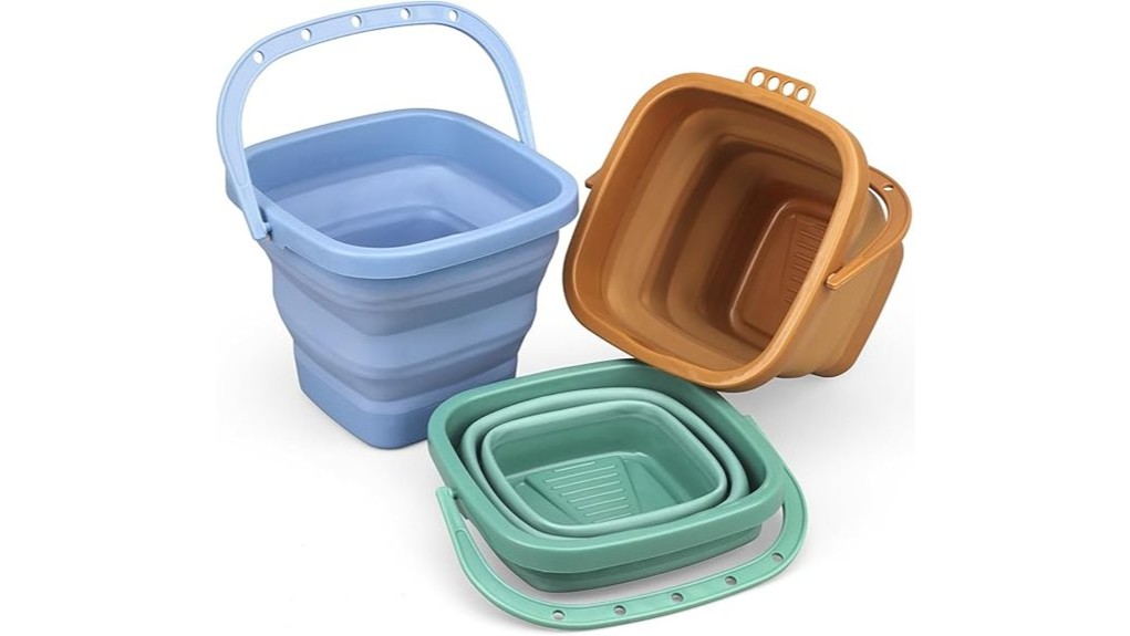 three pack collapsible beach buckets