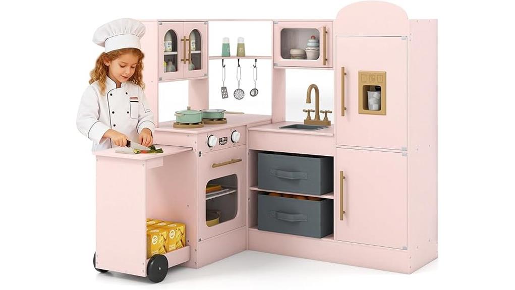 toy kitchen with cart