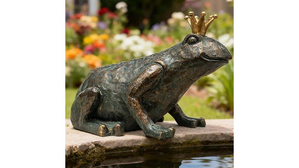 whimsical patinated crouching frog