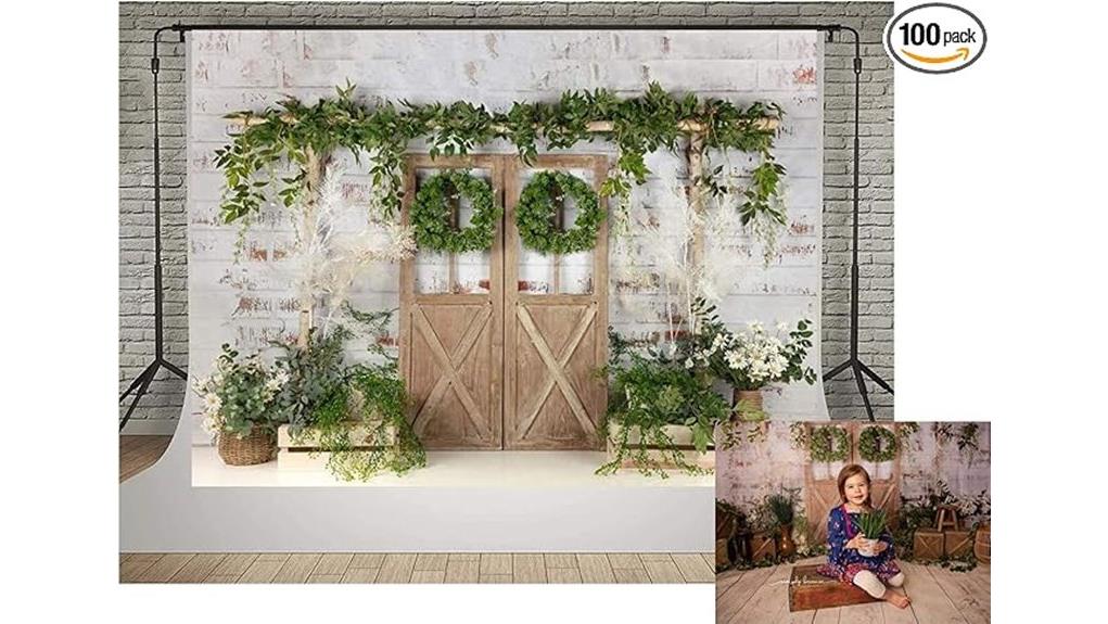 white brick wood door backdrop