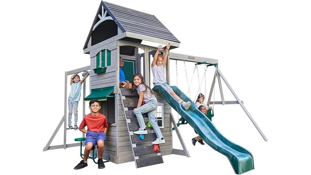 wood plank bridge and swings