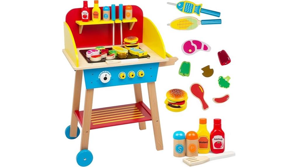 wooden kid friendly bbq playset