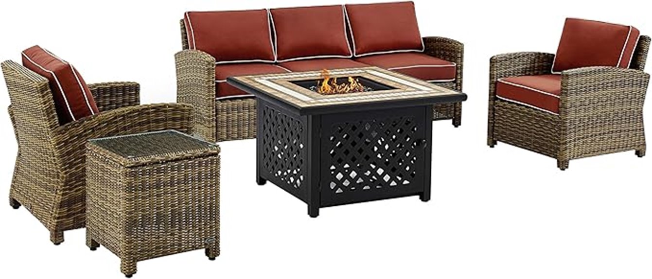 5 piece wicker patio set