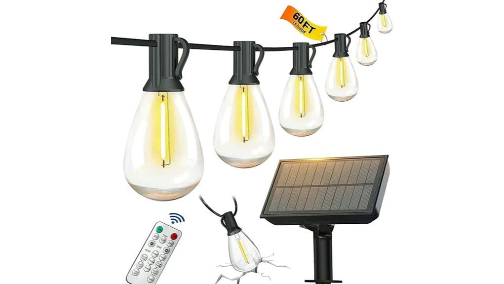 60ft waterproof solar string lights