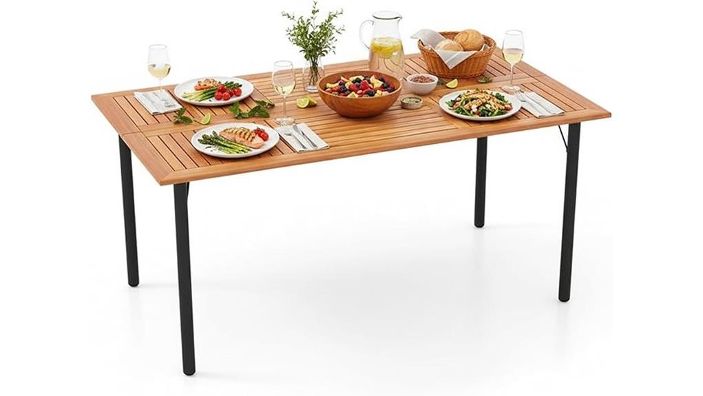 63 inch acacia wood dining table