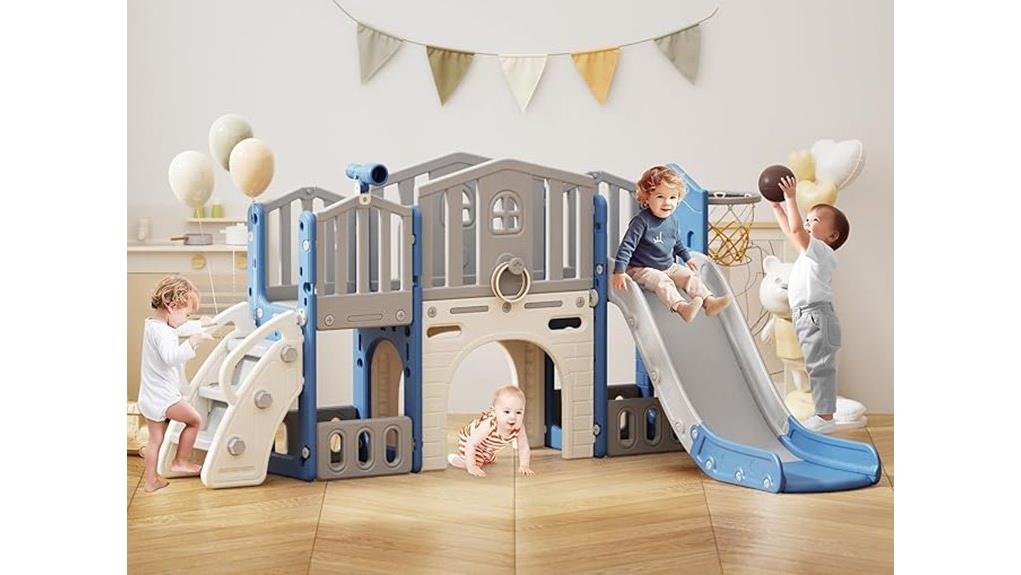 blue grey 8 in 1 toddler slide