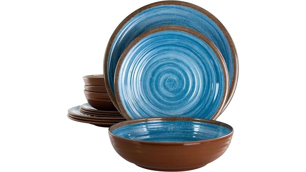 blue wave 12 piece dinnerware