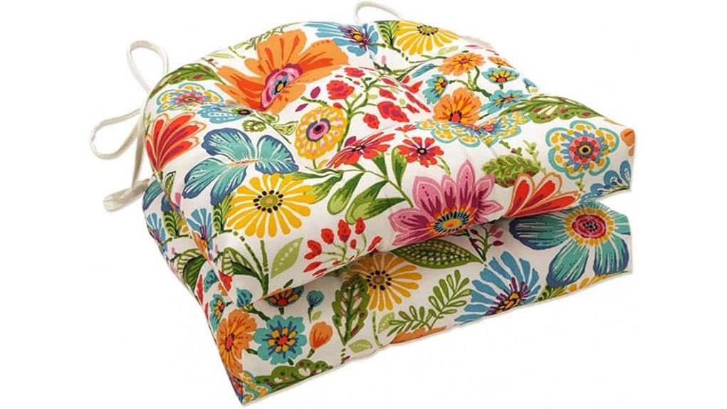 bright tufted floral chair pad