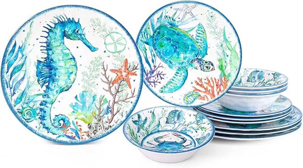 colorful melamine beach dinnerware set